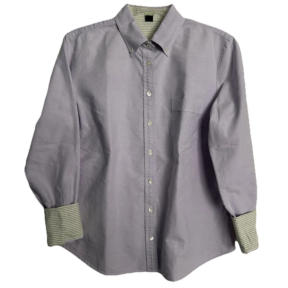 Vintage J. Crew Classic Fit Shirt Women's M Lavender Stripe Collar & Cuff Detail